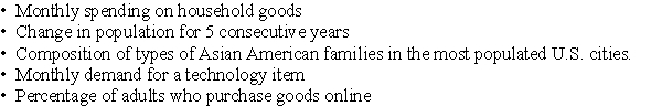 For each of the following, indicate whether the data are cross-sectional or time series: