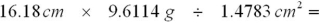 <strong>Select the answer that expresses the result of this calculation with the correct number of significant figures and with correct units.  </strong> A)105.2 g/cm<sup>3</sup> B)105.2 g/cm<sup>2</sup> C)105.2 g/cm D)72.13 g/cm<sup>2</sup> E)72.13 g/cm <div style=padding-top: 35px> 