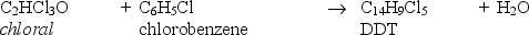 The insecticide DDT was formerly in widespread use,but now it is severely restricted owing to its adverse environmental effects.It is prepared as follows: If 10.00 g of chloral were reacted with 10.00 g of chlorobenzene, a.what is the maximum amount (mol)of DDT which could be formed? b.what is the limiting reagent? c.what is the % yield,if 12.15 g of DDT is produced?