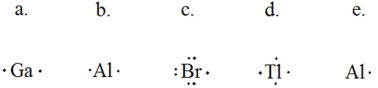 <strong>Select the element whose Lewis symbol is correct. </strong> A)a B)b C)c D)d E)e