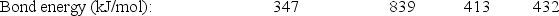 <strong>Hydrogenation of double and triple bonds is an important industrial process.Calculate (in kJ)the standard enthalpy change \Delta H° for the hydrogenation of ethyne (acetylene)to ethane. Bond: C-C C \equiv C C-H H-H </strong> A)-296 kJ B)-51 kJ C)51 kJ D)296 kJ E)381 kJ