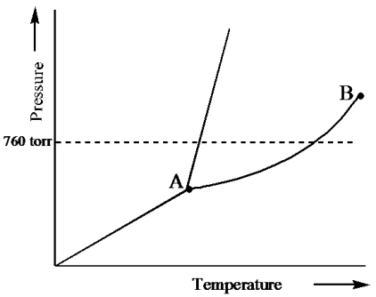 <strong>Examine the following phase diagram and identify the feature represented by point A.  </strong> A)melting point B)critical point C)triple point D)sublimation point E)boiling point <div style=padding-top: 35px> 