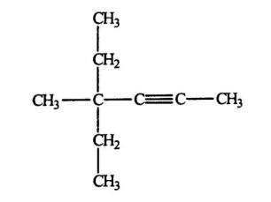 <strong>Select the correct name for the following compound. </strong> A)4-4-diethyl-2-pentyne B)2,2-diethyl-3-pentyne C)2-ethyl-2-methyl-4-hexyne D)4-ethyl-4-methyl-2-hexyne E)2-ethyl-2-methyl-4-hexene