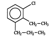 <strong>Select the correct name for the following compound. </strong> A)1-chloro-2-ethyl-3-propylcyclohexane B)1-chloro-2-ethyl-3-propylcyclohexene C)1-chloro-ortho-ethylpropylbenzene D)1-chloro-meta-ethylpropylbenzene E)1-chloro-2-ethyl-3-propylbenzene