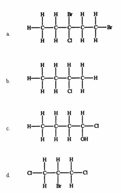 <strong>Which compound,if any,will not be optically active? </strong> A)a B)b C)c D)d E)They are all optically active.