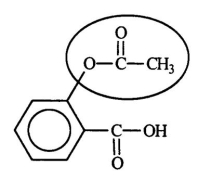 <strong>Aspirin is an effective and widely used pain reliever.Identify the functional group circled. </strong> A)aldehyde B)ketone C)ester D)carboxylic acid E)carbonyl
