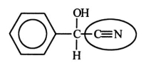 <strong>The millipede ejects the compound shown below to protect itself from its enemies.Identify the functional group circled. </strong> A)nitrile B)alcohol C)amide D)amine E)nitro