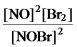 <strong>Write the mass-action expression,Q<sub>c</sub>,for the following chemical reaction. NO(g)+ Br<sub>2</sub>(g) NOBr(g)</strong> A) B) C) D) E)