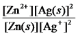 <strong>Write the mass-action expression,Q<sub>c</sub>,for the following chemical reaction. Zn(s)+ 2Ag<sup>+</sup>(aq) Zn<sup>2+</sup>(aq)+ 2Ag(s)</strong> A) B) C) D) E)