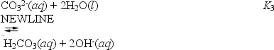 <strong>About half of the sodium carbonate produced is used in making glass products because it lowers the melting point of sand,the major component of glass.When sodium carbonate is added to water it hydrolyses according to the following reactions. These can be combined to yield What is the value of K<sub>3</sub>?</strong> A)K<sub>1</sub> \times K<sub>2</sub> B)K<sub>1</sub> \times K<sub>2</sub>. C)K<sub>1</sub> + K<sub>2</sub> D)K<sub>1</sub> - K<sub>2</sub> E)(K<sub>1</sub>K<sub>2</sub>)<sup>2</sup>