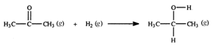 Acetone can be easily converted to isopropyl alcohol by addition of hydrogen to the carbon-oxygen double bond. Calculate the enthalpy of reaction using the bond energies given.