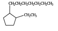 <strong>Select the correct name for the following compound.  </strong> A) ortho-ethylheptylcyclopentane B) meta-ethylheptylcyclopentane C) 1-ethyl-2-heptylcyclopentane D) ethylcyclopentylheptane E) ortho-ethylheptylbenzene <div style=padding-top: 35px> 