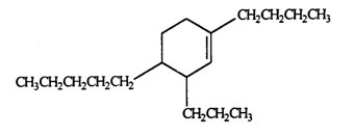 <strong>Select the correct name for the following compound.  </strong> A) 1-butyl-4-pentyl-3-propylcyclohexene B) 1-butyl-4-pentyl-5-propylcyclohexene C) 2-butyl-5-pentyl-6-propylcyclohexene D) 4-butyl-1-pentyl-2-propylcyclohexene E) 1-butyl-4-pentyl-3-propylbenzene <div style=padding-top: 35px> 