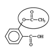 <strong>Aspirin is an effective and widely used pain reliever. Identify the functional group circled.  </strong> A) aldehyde B) ketone C) ester D) carboxylic acid E) carbonyl <div style=padding-top: 35px> 