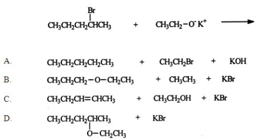 <strong>Identify the products of the reaction between 2-bromopentane and potassium ethoxide.  </strong> A) A B) B C) C D) D E) None of the above are the major products of the reaction. <div style=padding-top: 35px> 