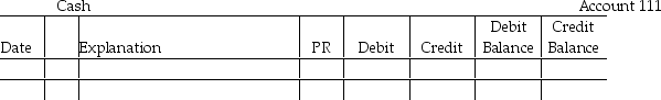 Post the following transaction to the ledger of Wiley Services.The partial chart of accounts for Thompson's Company is: 111 Cash 121 Accounts Receivable 211 Accounts Payable 411 Service Fees