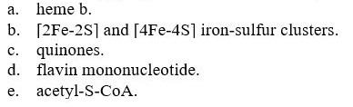 The following groups or molecules are components of electron transport systems, EXCEPT