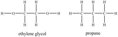 Ethylene glycol is more soluble in water than propane.