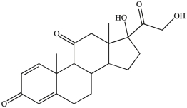 <strong>Which statement correctly describes the hydroxyl (-OH)groups found in the steroid prednisone (structure shown)? </strong> A)There is one primary alcohol group and one secondary alcohol group. B)There is one secondary alcohol group and one tertiary alcohol group. C)There is one primary alcohol group and one tertiary alcohol group. D)There is one tertiary alcohol group and one carboxylic acid.