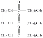 <strong>A tube of lipstick lists capric triglyceride among its ingredients. Capric triglyceride is a simple triacylglycerol containing capric acid, a 10-carbon saturated fatty acid. Which of the structures below represents capric triglyceride?</strong> A) B) C) D)
