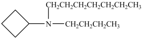 <strong>What is the IUPAC name of the compound shown below? </strong> A)propylheptylcyclobutylamine B)N-cyclobutyl-N-heptyl-1-butanamine C)N-butyl-N-cyclobutyl-1-heptanamine D)dibutylheptylamine