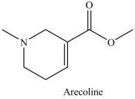 <strong>Arecoline is used in veterinary medicine to treat parasitic worms. Which of the following correctly describes the types of functional groups present in Arecoline? </strong> A)amide, ether, alkene B)ester, amine, aromatic C)alkene, ketone, amide D)amine, alkene, ester