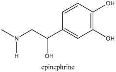 <strong>At the pH of the aqueous environment of the cells, amines exist in their ionized (charged)form. Which of the following properly represents how epinephrine exists in the cell? </strong> A) B) C) D)