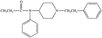 Fentanyl (structure shown)is a drug used for anesthesia and analgesia. There are two 2-phenylethylamine units in fentanyl.