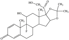 Triamcinolone acetonide (structure shown), a synthetic corticosteroid drug, contains an acetal.