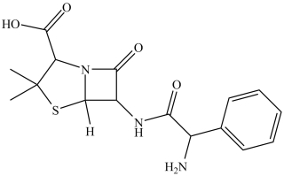 Ampicillin (structure shown)is an antibiotic that has been used extensively to treat bacterial infections since 1961. There are _____ chirality centers in ampicillin.