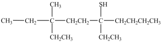 <strong>What is the IUPAC name of the compound below? </strong> A)3, 6-diethyl-3-methyl-8-decathiol B)3, 6-diethyl-3-methyl-8-decanethiol C)5, 8-diethyl-8-methyl-5-decanethiol D)5, 8-diethyl-8-methyl-5-decathiol E)3-butyl-6-ethyl-6-methyl-3-octanethiol
