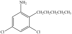 <strong>What is the IUPAC name of the compound below? </strong> A)5-amino-1, 3-dichloro-4-pentylbenzene B)3, 5-dichloro-2-pentylaniline C)1, 3-dichloro-5-nitro-4-pentylbenzene D)3, 5-dichloro-2-pentane aminobenzene E)2, 4-dichloro-1-pentylaniline