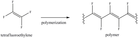 The reaction below illustrates the polymerization of tetrafluoroethylene.