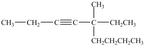 The IUPAC name of this compound is 5-butyl-5-methyl-3-heptyne.