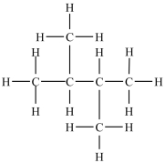 <strong>Which structure depicts an alkane of molecular formula C<sub>6</sub>H<sub>12</sub> that has two 1° carbons and two 3° carbons?</strong> A) B)CH<sub>3</sub>CH<sub>2</sub>CH<sub>2</sub>CH<sub>2</sub>CH<sub>2</sub>CH<sub>3</sub> C) D)