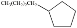 The IUPAC name of the molecule below is butylcyclopentane.