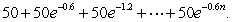 <strong>A dosage of 50 mL of a drug is given at times . The drug decays exponentially with rate 0.6 in the bloodstream. The amount in the bloodstream after doses is Find the eventual level of the drug (after an infinite number of doses). Round to the nearest mL.</strong> A) 83 mL B) 125 mL C) 111 mL D) 152 mL