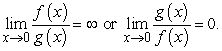 Determine which function dominates, where we say that the function f(x) dominates the function g(x) as   if   and either   Show all work.  