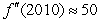 <strong>Let equal the average monthly salary of families in a certain city in year t. Several values are given in the table below. Estimate and interpret . t 1995 2000 2005 2010 $1700 $2000 $2200 $2450</strong> A) ; The rate at which the average monthly salary is increasing each year in 2010 is increasing by $2 per year. B) ; The average monthly salary is increasing by $2 per year in 2010. C) ; The rate at which the average monthly salary is increasing each year in 2010 is increasing by $50 per year. D) ; The average monthly salary is increasing by $50 per year in 2010.
