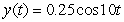 <strong>A certain spring is at rest when stretched 0.098 m by a 2.0 kg mass. Which function describes the motion of the mass if it is pulled down 0.25 m and released without imparting any initial velocity at time t = 0? Other helpful information: the motion is not damped; use 9.8 m s<sup>-2</sup> as the acceleration due to gravity; and consider the zero position to be the rest position of the spring with the mass attached, and downward motion defines the positive x direction.</strong> A) B) C) D)