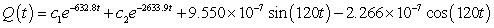 <strong>A series circuit has a 0.15 henry inductor, a 490 ohm resistor, and a 0.000004 farad capacitor. There is an applied voltage which is described as . Identify the general solution to the differential equation that describes the charge on the capacitor as a function of time.</strong> A) B) C) D)