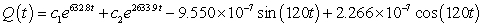 <strong>A series circuit has a 0.15 henry inductor, a 490 ohm resistor, and a 0.000004 farad capacitor. There is an applied voltage which is described as . Identify the general solution to the differential equation that describes the charge on the capacitor as a function of time.</strong> A) B) C) D)