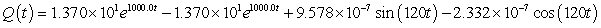 <strong>A series circuit has a 0.25 henry inductor, a 500 ohm resistor, and a 0.000004 farad capacitor. There is an initial charge of 0.000001 coulombs, there is no initial current, and there is an applied voltage which is described as . Identify the solution to the differential equation that describes the charge on the capacitor as a function of time.</strong> A) B) C) D)