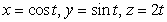 <strong>Compute the work done by the force field along the curve C, where C is the helix from to .</strong> A) B) C) D)