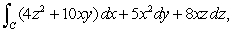 Find a potential function and evaluate the integral where C runs from to