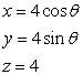<strong>Find a parametric representation of the surface from to .</strong> A) B) C) D)