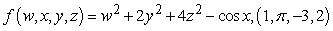 Find the gradient of the given function at the indicated point.