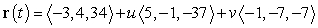 Find an equation in x, y, and z for the plane defined below.  