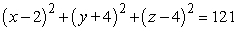 <strong>Find an equation of the sphere with radius 11 and center (2, -4, 4).</strong> A) B) C) D)