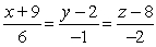 <strong>Find symmetric equations of the line through and parallel to .</strong> A) B) C) D)
